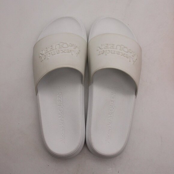 Alexander McQueen Men\'s Size EU 41 Hybrid Logo Pool Slides White Sandals